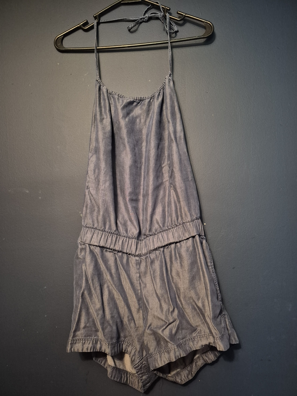 Victoria's Secret Blue Denim-Effect Halter Romper